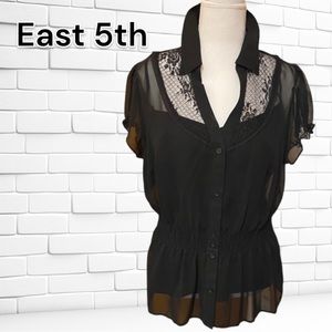 East 5th Black Blouse with attached Camisole